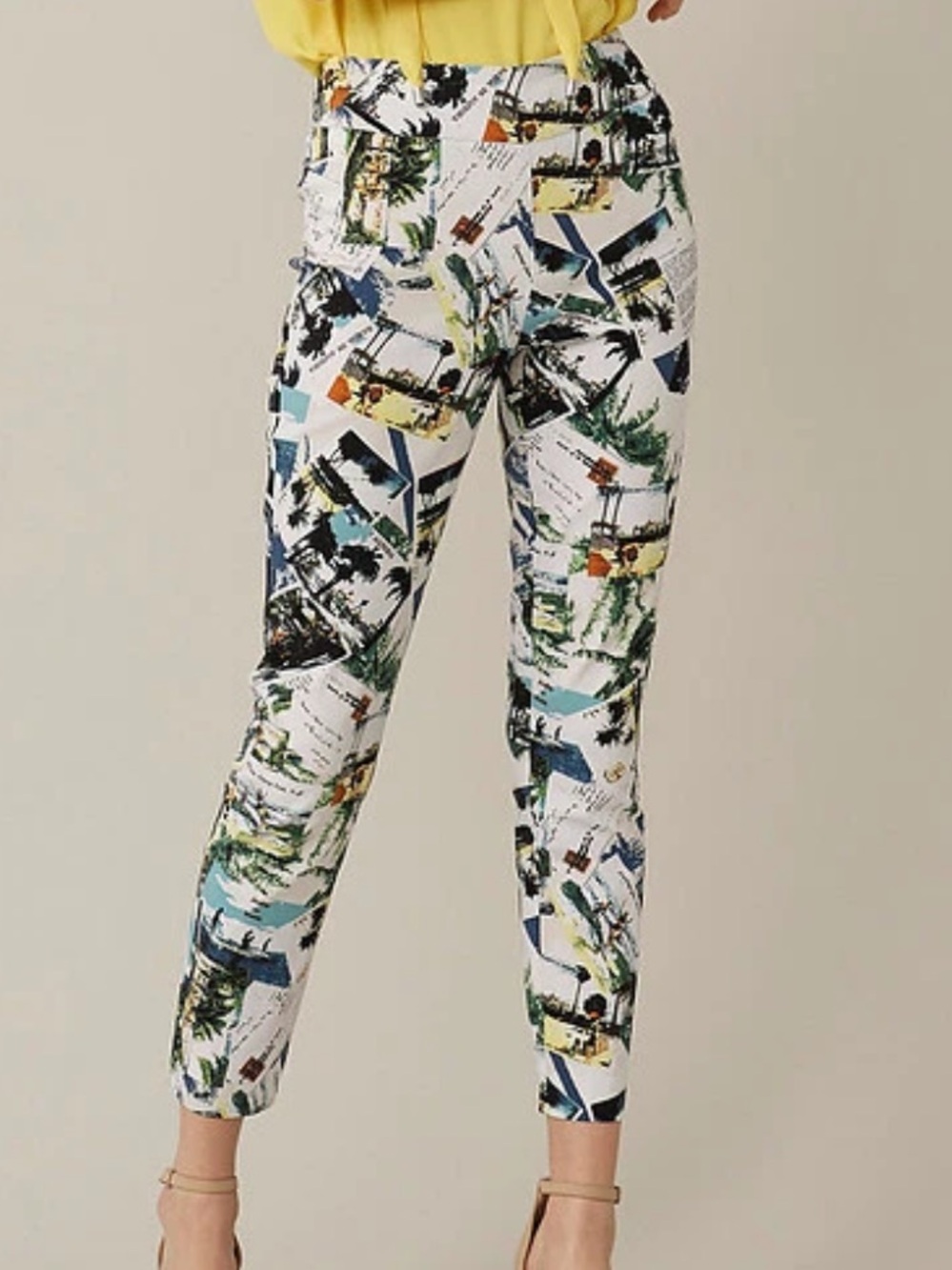 Joseph Ribkoff Pants Womens 12 Multicolor Ankle Slim Tropical Print Travel